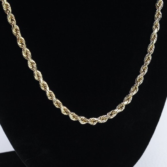 14k Solid Gold Diamond Cut Rope Chain Necklace 23" - Picture 2 of 6